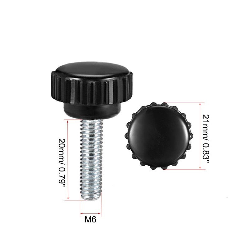 sourcing map 4pcs Knurled Clamping Knobs M6 x 20mm Metric