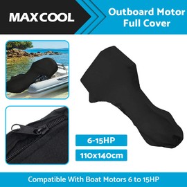 MAX COOL Outboard Motor Cover, 420D Heavy Duty Oxford Fabric Waterproof Boat Motor Covers, Sunproof Full Outboard Motor Engine Cover Suitable for Motor 15-20 HP