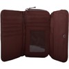 Womens Leather Tri-Fold RFID Protected Money/Coin Holder/Purse - Dark Brown