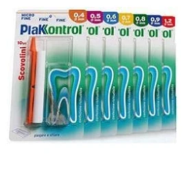 Plakkontrol® scovolini per l'igiene dentale con manico intercambiabile - 0,8 mm, conf. 10 pz, peso confezione: ℮ 14 g