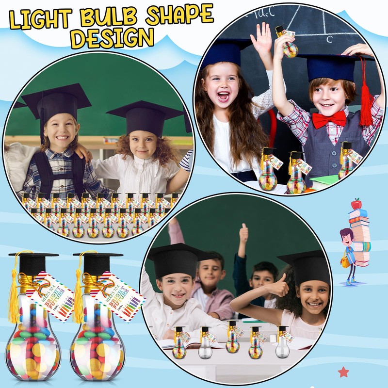 PullCrease 24 Sets Graduation Clear Plastic Light Bulb Jars with