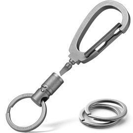FEGVE Titanium Quick Release Keychain Clip and 28mm Key Ring, Detachable Keychain Lock Design, Rotating key Holder Clip for Men