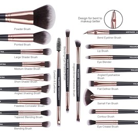 Maange Brochas Maquillaje Profesional Piece Set Herramientas Multifuncional Kabuki Sintético Rubor Polvo Base Juego Viajes Uso Diario Oro Negro Pcs