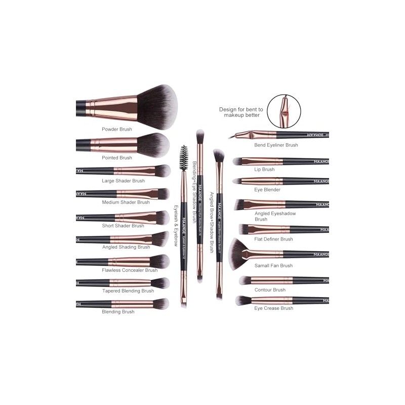 Maange Brochas Maquillaje Profesional Piece Set Herramientas Multifuncional Kabuki Sintético