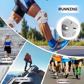 Cofvetia Stabilisation Knee Support Sports, Compressed Knee Support with Patella Gel Pads & Spring Side Stabilisers, Knee Brace Adjustable Knee Braces (Grey)