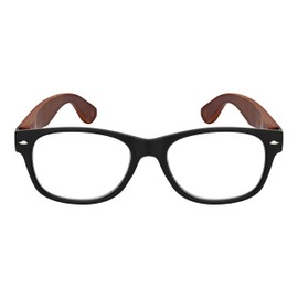 EDGEIWEAR Light Natural Bamboo Readers for Men Women Soho Hormed Rim Style Spring Hinge 200-2(MBLKbrnwd)