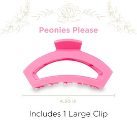 TELETIES - Large Open Claw Clip - Strong Grip, Bendable Teeth, Comfortable Cutout Design - Ideal for Long, Thick, Curly, or Wavy Hair - For All Hair Textures - Spring Collection - Peonies
