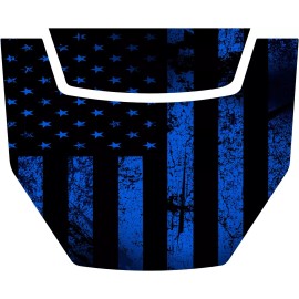 Unbranded 2016-2020 POLARIS GENERAL 1000 HOOD DECAL GRAPHIC GLOSS BLUE/BLACK AMERICAN FLAG