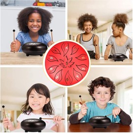 Steel Tongue Drum for Beginner Adult Children, 6 Inches 11 Tones Percussion Instrument Handpan Drum Kit with Drum Mallets Carry Bag Music Book Tank Drum for Mind Healing Yoga (Black)