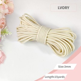 1/8 inch Non-Slip Elastic Band -3mm 15 Yards Soft Elastic Cord Stretch String Braided Thread for Sports Gear, DIY Crafts, Hair Bands, Apparel Making & Camping Tie Down (Ivory)