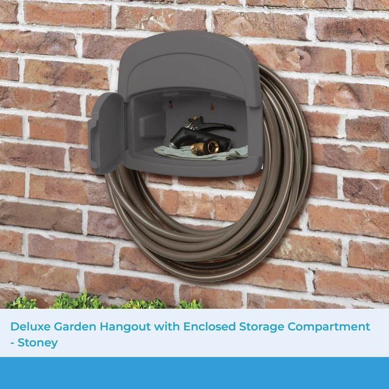 Suncast DHH150ST Deluxe Hangout Hose Hanger,Stoney Gray ,1 Count (Pack