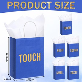 Kolldenn 5 Senses Gift Bags for Him for Her with 10 Pcs Tissue Paper, Paper Bags with Handles Five Senses Gifts for Valentines Christmas Birthday Wedding Anniversary(Blue,8.3 x 4.3 x 10.6 Inch)