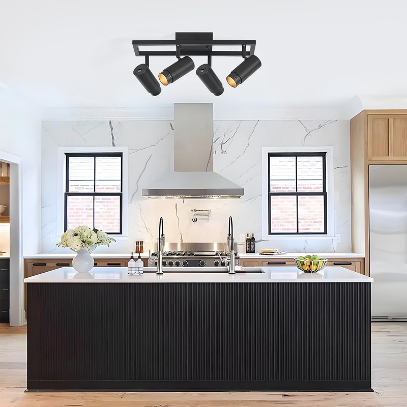 AIBISOD Zoomable LED Track Lighting Kit, 4-Light Dimmable 5-Color Ceiling