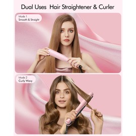 Betahouse Flat Iron Hair Straightener Airflow Curling Iron, Hair Straightener and Curler 2 in 1, 1 Inch Ionic Curling Wand with Cooling Air and Essential Oil Scent, 3 Temp 350-450℉ Dual Voltage