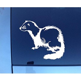 Dixies Decals Ferret - Ferrett Weasel Family Vinyl Decal Sticker (6" Inches White) Facing Left
