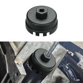 QZTYTY 64mm 14-Slot Aluminum Oil Filter Wrench, Universal Oil Filter Removal Tool for Toyota/Lexus 2.5L to 5.7L Engines (Black)