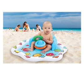 Inflatable Baby Splash Mat with Backrest & Fun Stackable Rings | Inflatable Infant Pad/Pool | Summer Fun for Baby