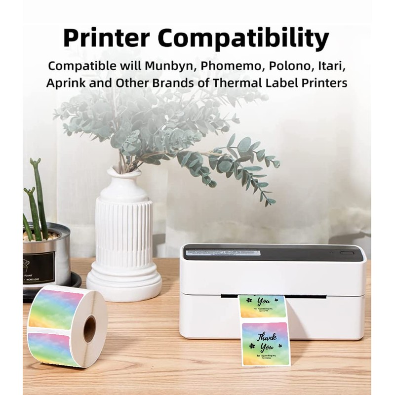 Phomeo 50x50mm Labels Rainbow Pattern 500pcs/Roll Phomemo 2" Round Rainbow