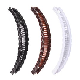 ZSPERKLA 3PCS Banana Clips for Thick Curly Hair, Vintage Clincher Combs Tool Large Banana Hair Clips for Women, 80s Retro Hair Styling Accessories (Black/Brown/White)