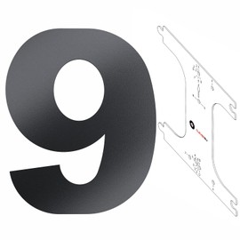 Cleverry House Number, 20 cm High, Anthracite RAL 7016, Powder-Coated Metal Numbers, House Number Board with PVC Template, Solid Steel Plate, Easy to Assemble Metal Numbers, Number 9
