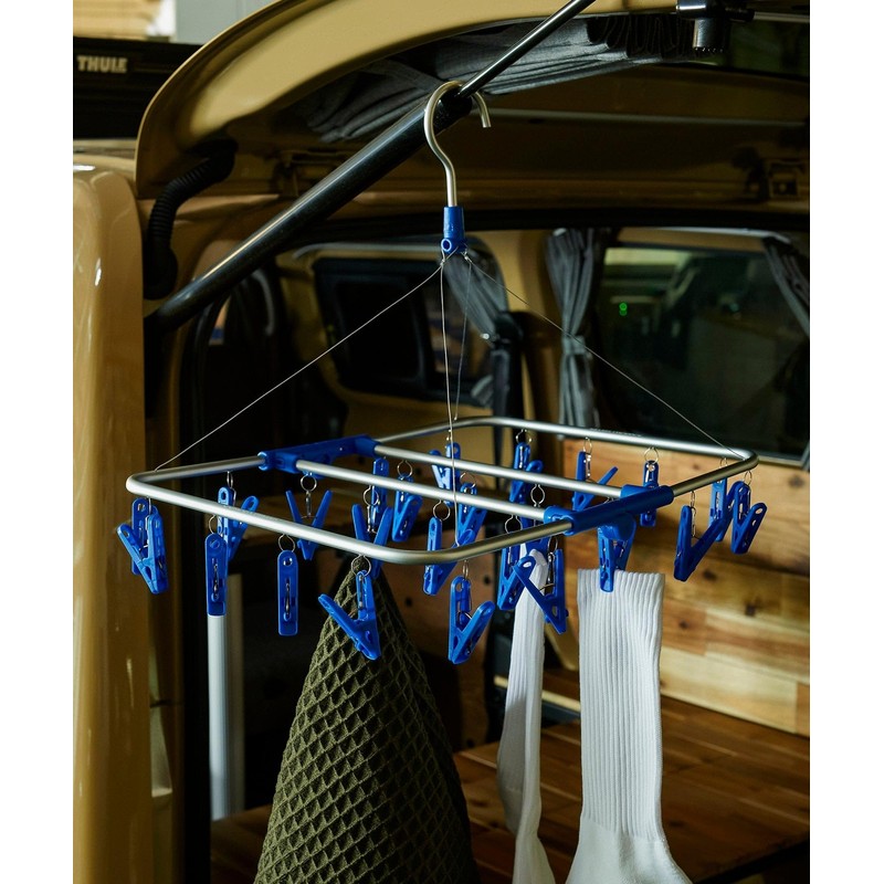 GORDON MILLER 31351 Clip Hanger, 24 Clips, Aluminum Frame, Blue