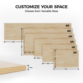 Solid Wood Butcher Block Countertop - 4ft Unfinished Birch Slab Counter Top Wooden Table Top for DIY Kitchen Island, Workbench, Washer Dryer, Coffee Bar Table, 50"x25"x1.5"