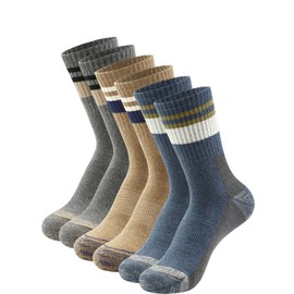 DOKUTOKU Men's Hiking Crew Socks Cushioned Moisture Wicking Athletic Boot Socks Outdoor,Trekking (DY43 Crew GR/KA/NA)