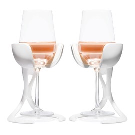 VoChill Stemmed Wine Glass Chiller | Made in USA | Radically cool wine tool – keeps wine perfectly chilled in your glass | Refreezable Chill Cradle actively chills (Quartz, Perfect Pair)