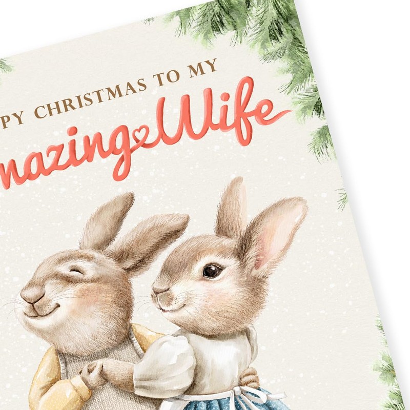 Wife Christmas Card with inside Verse from Husband - Romantic