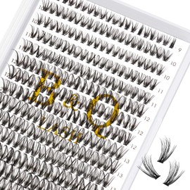 B&Q Manga Lashes Eyelash Extensions - 280 Pieces Cluster Lash, 30D Natural Soft D Curl Fake Lashes 9-16 Mix, Black Lash Clusters