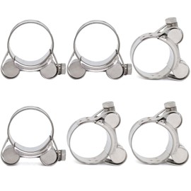 FamlTol 6 Pcs T-Bolt Hose Clamps, 29-31mm Clamping Range, Stainless Steel Exhaust Clamp, Sturdy T Pipe Adjustable Clips for Water Pipe, Gas Pipe, Automotive Tube