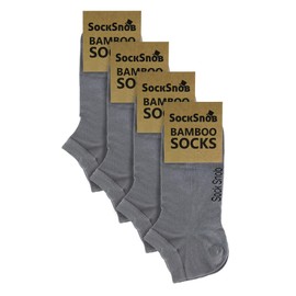 Sock Snob - Womens 4 Pairs Bamboo Breathable Low Cut Ankle Trainer Socks (4-8, Grey)