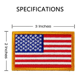 American Flag Patch Embroidered Tactical Morale Military USA Flag Hook and Loop Patches for Hats,Backpacks, Vest,Jackets,Military Uniforms(Gold Border)