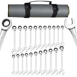 AIRAJ PRO 22 Pieces Ratcheting Wrench Set Steel Mirror Finish,72 Teeth SAE 1/4”to 3/4” and Metric 6-18mm,CR-V Steel,Ratchet Wrenches Set with Portable Organizer Bag