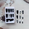 Christmas Press On Nails Medium Fake Nails Black White Stripes