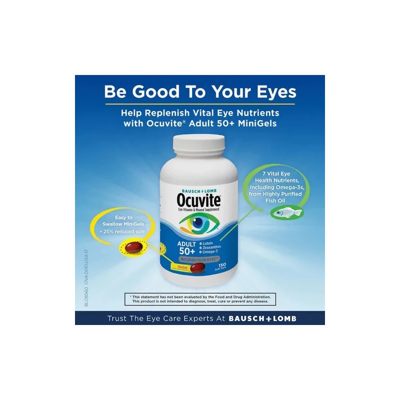 100gels Vitaminas Lutein Zeax Om3 /p Ojos Ocuvite Adulto 50+