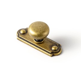 Yanxia Set of 6 Elegant Antique Brass Cabinet Knobs with Industrial Backplate - Classic Round Kitchen Hardware, Vintage Drawer Pulls Sleek Retro Dresser Handles