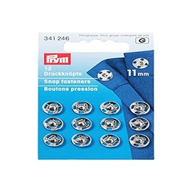Prym PRYM_341246-1 Sew-On Snap Fasteners Brass Silver col 11 mm