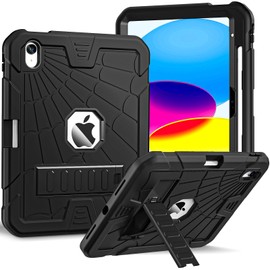 SIBEITU Sibeitu for iPad 11th A16 2025 & 10th Generation Case 10.9 Inch 2022 with Pen Holder, Rugged Shockproof iPad 10 Case with Kickstand, Heavy Duty Protective Cover for iPad 11-inch/10th Gen | Black
