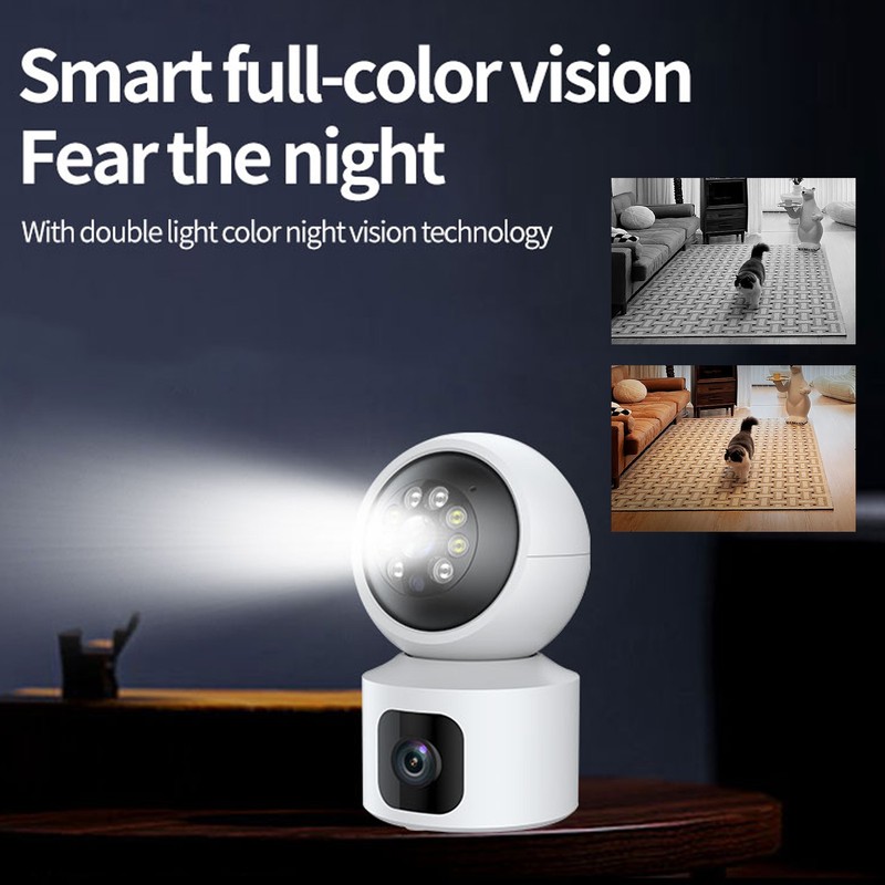 Indoor Security Camera 2160x1920 Dual Lens 2 Way Talk Night