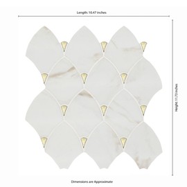 Tenedos HTC356 Majestic Trident Pearl 11x10 Polished Glass & Metal Mosaic Tile for Bathroom Wall, Shower Accent, Fireplace Surround (Box of 5 Sheets)