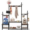 Hall Tree Entryway Bench with Coat Rack and Shoe Storage