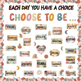 Funrous Boho Motivational Bulletin Board Classroom Decorations Set Inspirational Posters Classroom Decor Choose to Be Positive Accent Cutouts Wall Door Decor for Teachers Back to School Supplies