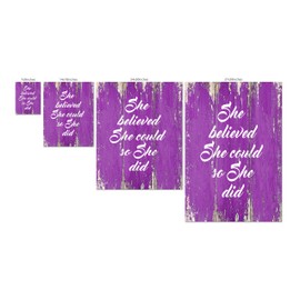 She Believed She Could So She Did - FRAMED - Quote Motivational Wall Art Canvas Print Home Decor, Gallery Wrap Inner Frame, Purple, 7x9
