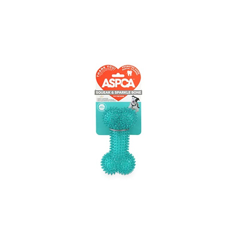 ASPCA Squeaky Puppy Teething Spikey Glitter Bone Chew Toy, Non-Toxic