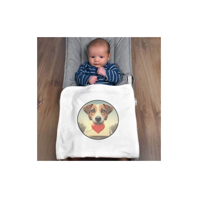 Azeeda 'Jack Russell Love Note' Cotton Baby Blanket/Shawl (BY00040874)