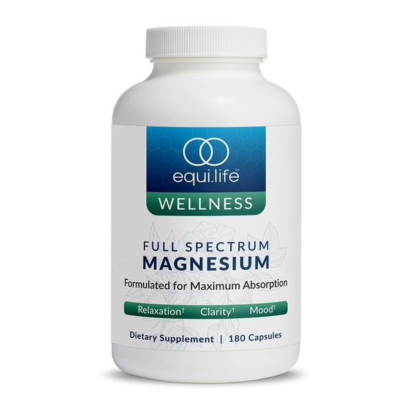 EquiLife - Full Spectrum Magnesium, Magnesium Glycinate, Mood & Energy Support Supplement, Promotes Restfulness & Focus, Formulated for Maximum Absorption, Gluten-Free, Non-GMO, Vegan (180 Capsules)