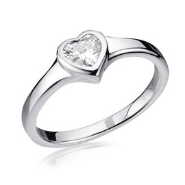 MATERIA by Matthias Wagner Heart Ring 925 Silver with White Zirconia for Women and Girls, Zirconia