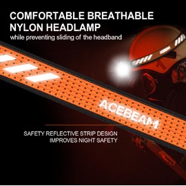 ACEBEAM Adjustable Headlamp Headband with Bracket, Comfortable Elastic Breathable Strap with Reflective Strip (Fits: H50 2.0 / H30 Old Version)
