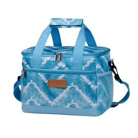 iknoe Insulated Lunch Bag, Foldable 8.5L Cooler Bag for Men & Women, Leakproof Thermal Design, Great for Office, Picnic, Travel, Lunch Box,Blue White